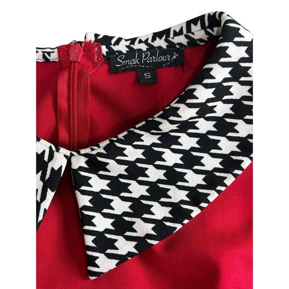 Smak Parlour Womens Dress Size S Red Retro Mod Fit & Flare Sleeveless Collared - Picture 3 of 8